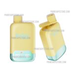 Yellow Pod-style Vape Device with Mint-green Base Shown from Front and Angled Side View Removable Top Cap Open - Australia E-cigarette Store