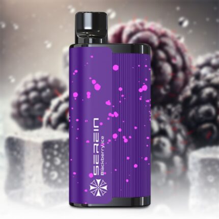 Close-up of a purple bottle with a black cap and pink speckled pattern, set against a blurred background.