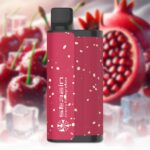 Pink Perfume Bottle with a Black Cap and White Speckled Label Set Against a Blurred Fruity Festive Background - Australia E-cigarette Store