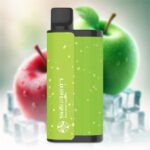 Close-up of a Bright Green Rectangular Device with a Black Mouthpiece Blurred Fruit Background - Australia E-cigarette Store