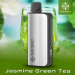 Portable Serein Jasmine Green Tea Device with a Black Cap Displayed Against a Green Background and Glass of Tea Brand Logo in Corner - Australia E-cigarette Store