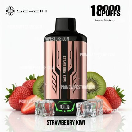 Copper Vape Mod Labeled strawberry Kiwi with a Digital Display Flanked by Strawberries and Kiwis - Australia E-cigarette Store