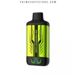 Vape Mod in Lime-yellow and Black with kiwi Passionfruit Guava Label and a Small Digital Display at the Bottom - Australia E-cigarette Store