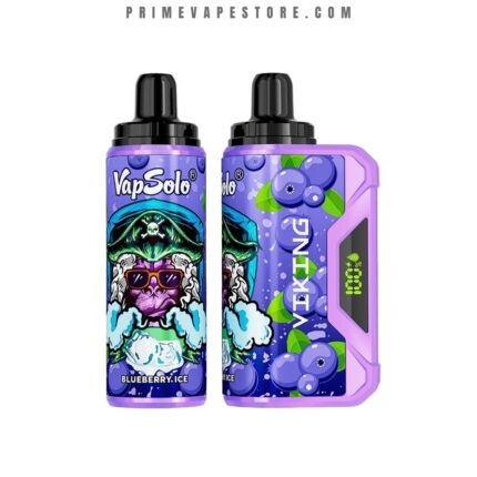 Two Purple Vapsolo Vape Devices with Blueberry Graphics One Compact Pod and One Larger Mod Labeled Blueberry Ice - Australia E-cigarette Store