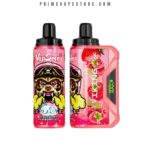 Two Pink Vapsolo E-liquid Bottles Labeled strawberry Raspberry Ice Placed Beside a Pink Vaping Device with a Digital Display - Australia E-cigarette Store