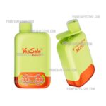 Two Views of a Lime-yellow Vapsolo Twins Disposable Vape with an Orange Bottom Shown Front and Angled Side - Australia E-cigarette Store