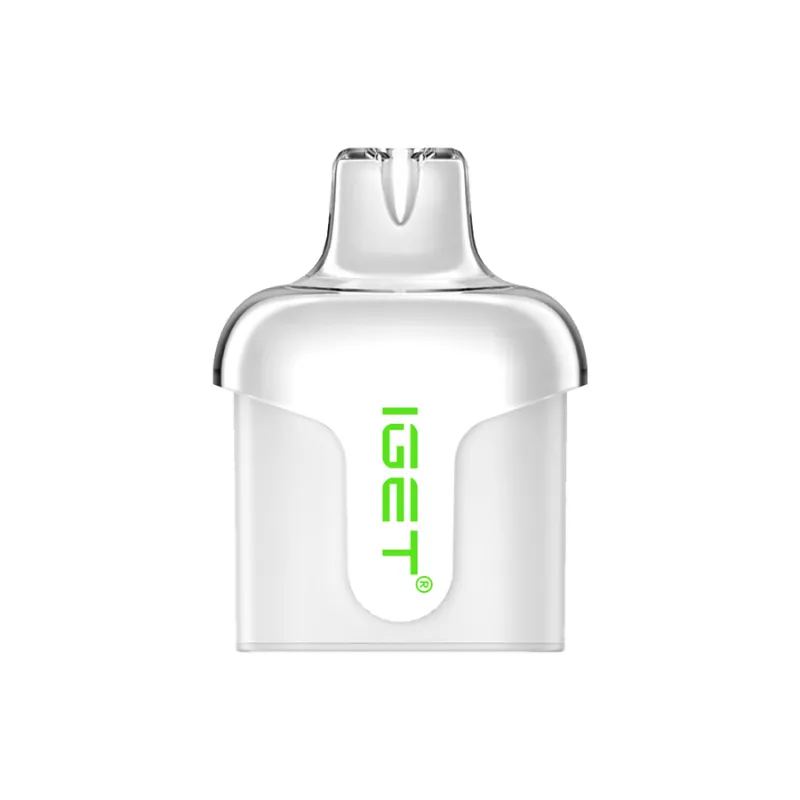 White Disposable Vape Pod with a Clear Mouthpiece and a Bright Green Vertical Logo on the Front - Australia E-cigarette Store