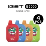 Iget B5000 Four-pack Bundle Four Colorful Vape Pods in Red Blue Orange and Green with Cartoon Artwork - Australia E-cigarette Store