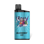 Blueberry Ice Flavored Vape Device with a Blue Label Showing a Cartoon Robot-and-gadget Logo - Australia E-cigarette Store