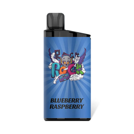 Vape pod device featuring a blue wrapper with a colorful 'Robot' graphic and the flavor text 'BLUEBERRY RASPBERRY'