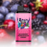 Pink Vape Juice Bottle Displaying blackberry Pomegranate Cherry Flavor with Colorful Graffiti Art on the Label Against a Blurred Berry Background - Australia E-cigarette Store
