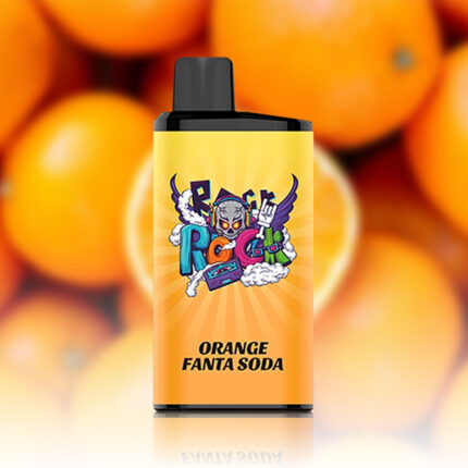 Orange Fanta Soda Bottle with a Bright Yelloworange Label Featuring a Cartoon Graphic Set Against a Blurred Background of Oranges - Australia E-cigarette Store