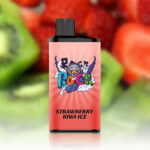 E-liquid Bottle with a Pink-to-red Gradient Label Featuring Bold Artwork and the Flavor strawberry Kiwi Ice - Australia E-cigarette Store