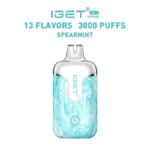 Iget Disposable Vape Device with Turquoise Marble Design Spearmint Flavor 3000 Puffs - Australia E-cigarette Store