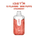 Iget Kp3000 Strawberry Disposable Vape with Red Marble Body and White Logo on Front - Australia E-cigarette Store