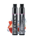 Two Slender Vape Pens with Black Caps and Pink Bands One Labeled L5500 and the Other Strawberry Ice Set Against a Strawberryice Background - Australia E-cigarette Store