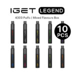 Iget Legend 10-pack Disposable Vape Pens 4000 Puffs Mixed Flavors Shown in Two Rows - Australia E-cigarette Store