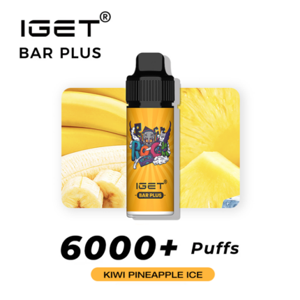 Iget Bar Plus Disposable Vape with Pineapple Imagery 6000+ Puffs Kiwi Pineapple Ice Flavor Display - Australia E-cigarette Store