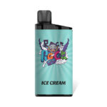 Turquoise Vape Mod with a Cartoon Graphic and the Flavor Label ice Cream on the Front - Australia E-cigarette Store