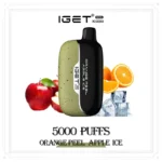 Iget K5000 Disposable Vape Pen with Orange Slices Apples and Ice Flavor Orange Peel Apple Ice 5000 Puffs - Australia E-cigarette Store